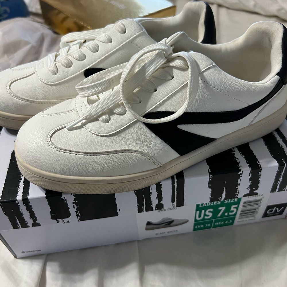 Dolce Vita White and Black Sneakers